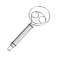 Danish Dough Whisk Dutch Style Stainless Steel Bread Dough Hand Mixer Binocular Coil Head Comfort Handle for Biscuits Bread Cake