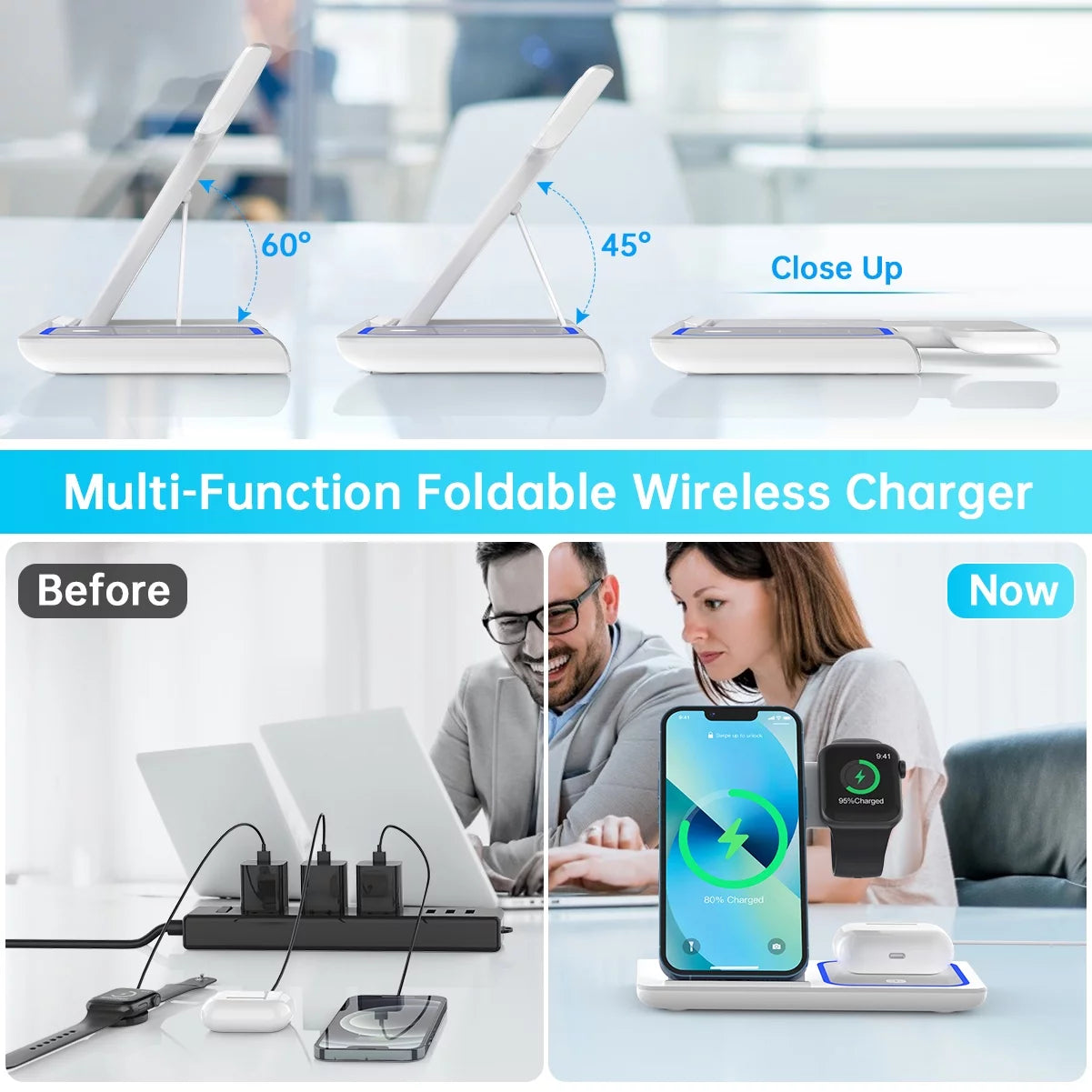 Cargador Inalámbrico, Estación De Carga Rápida Para Iphone De 18W Compatible Con Iphone 17/16/15/14/13/12/11/Pro Max/Plus, Soporte De Cargador Inalámbrico 3 En 1 Para Iwatch SE 11/10/9/8/7/6/5/4, Airpods Pro 2/3/4