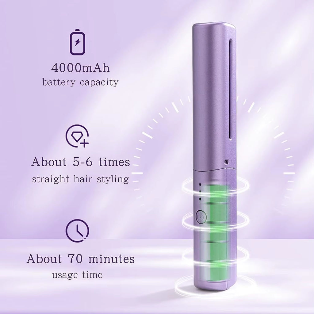 GlamWave Pro – Portable Wireless Heated Hair Straightener & Curler Brush