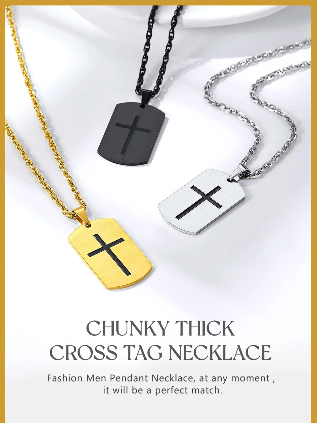 Men'S Gold Plated Cross Necklace Stainless Steel Dog Tag Necklace Christian Serenity Prayer Necklace Inspirational Jewelry Gift